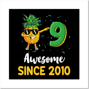 9th Birthday Pineapple Dabbing 9 Years Old Posters and Art